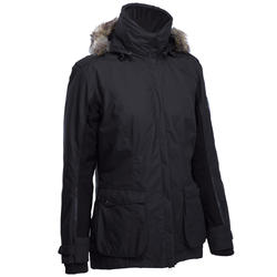 Chaqueta Parka Equitación Fouganza Paddock Mujer Gris Cálida Capucha