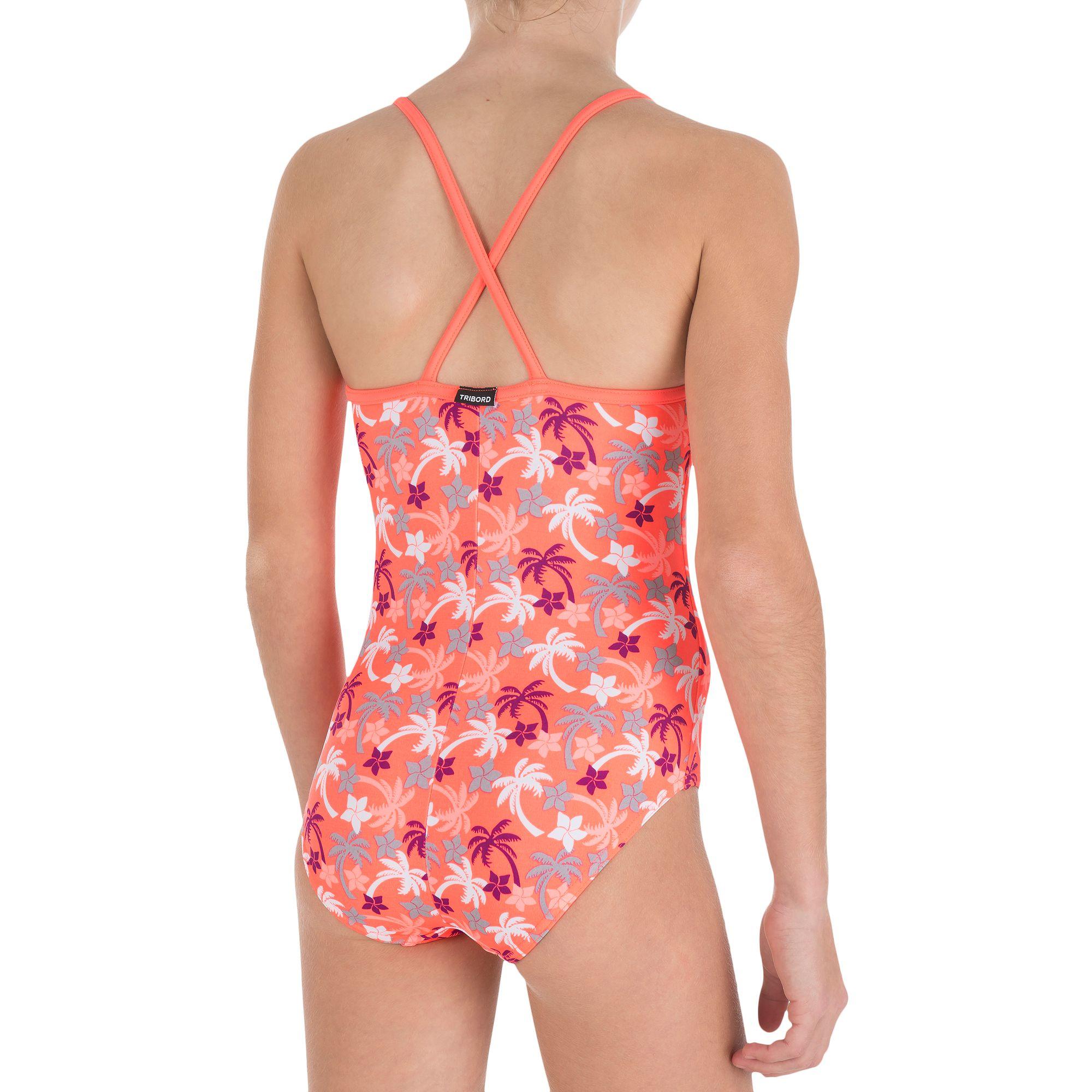 LG Coco Girls' One-Piece Cross Back Swimsuit - Orange 5/10