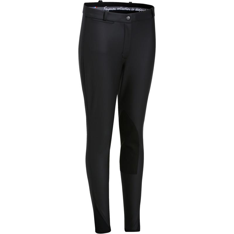 Pantalón impermeable cálido y transpirable equitación mujer KIPWARM negro Pantalón impermeable cálido y transpirable equitación mujer KIPWARM negro