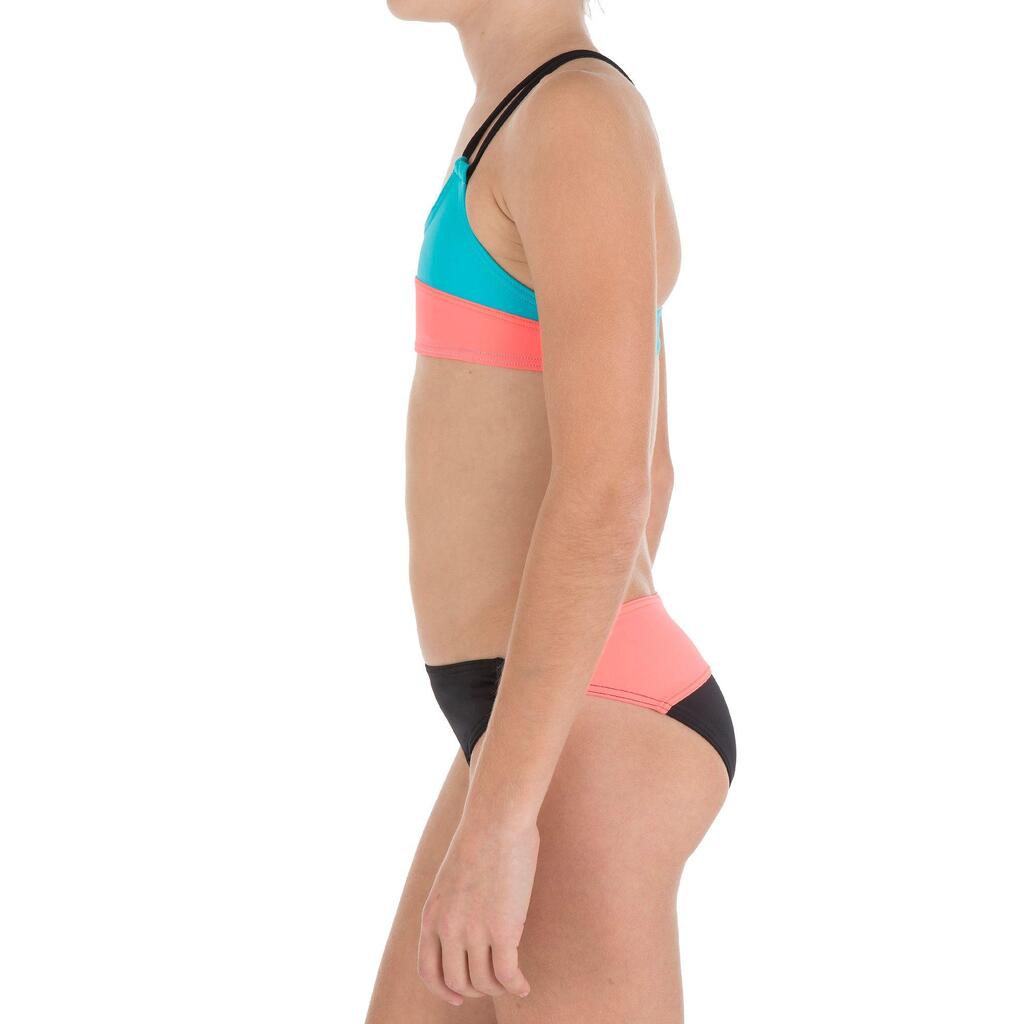 Dievčenské dvojdielne plavky živôtikové Color Block