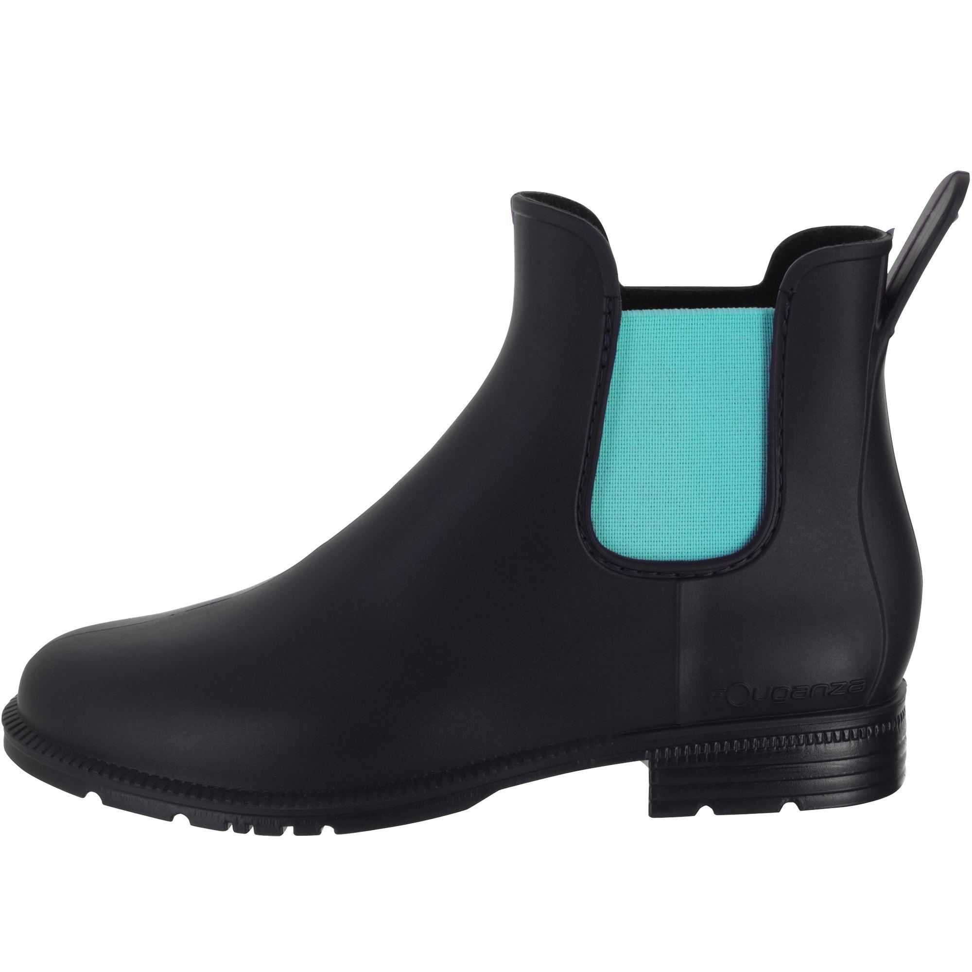 Schooling 300 Children's Horse Riding Jodhpur Boots - Navy Blue/Turquoise 8/14