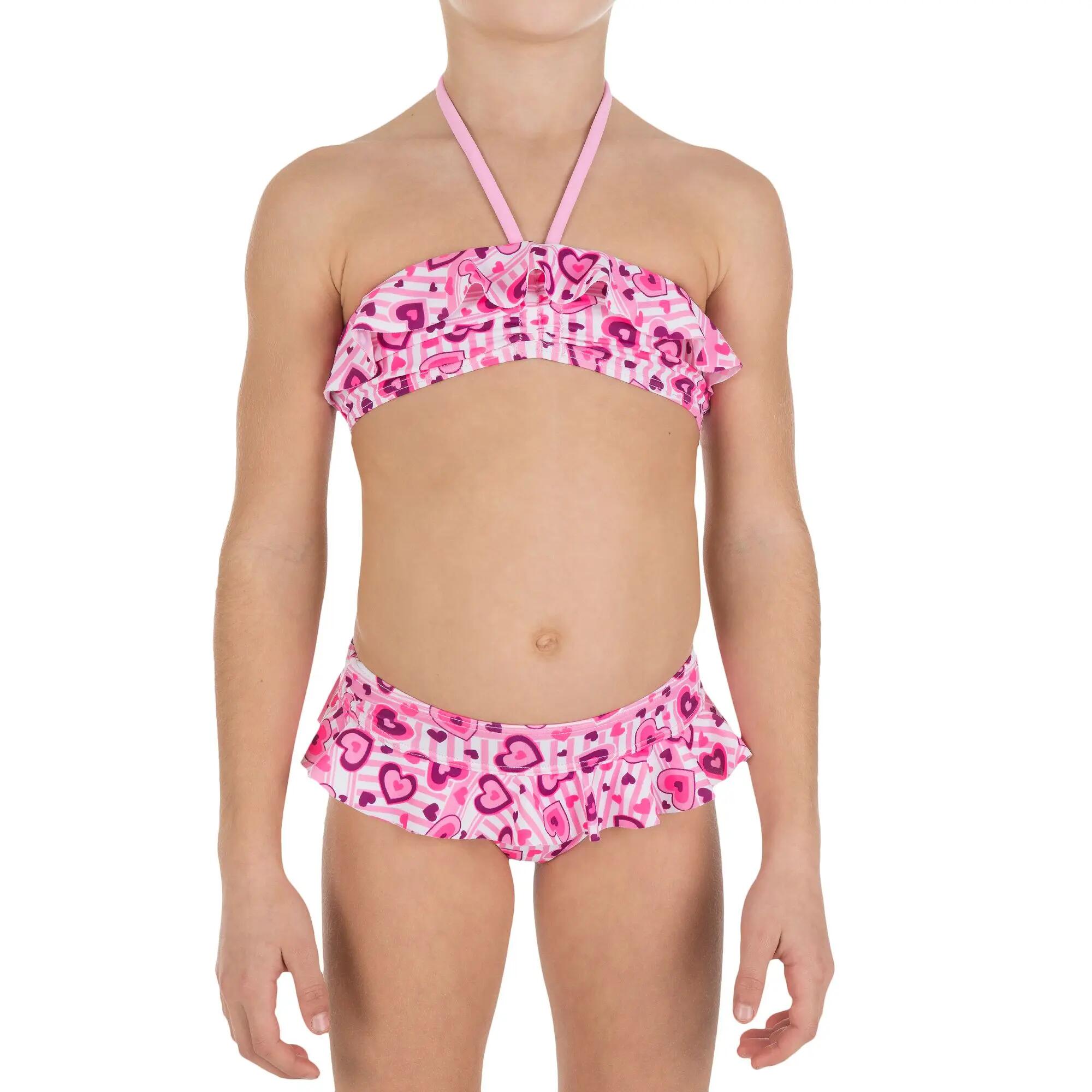 LG Sweety Girls' Two-Piece Ruffle Bandeau Swimsuit -Pink 3/12