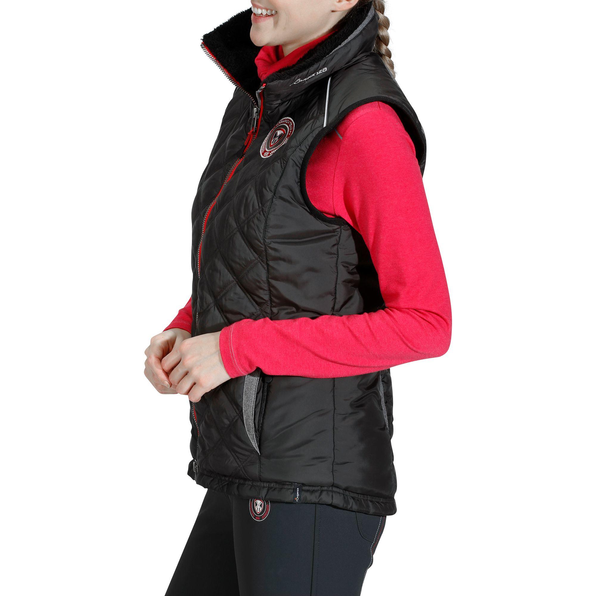 Performer Women's Horse Riding Sleeveless Padded Gilet - Black/Grey Herringbone 5/17