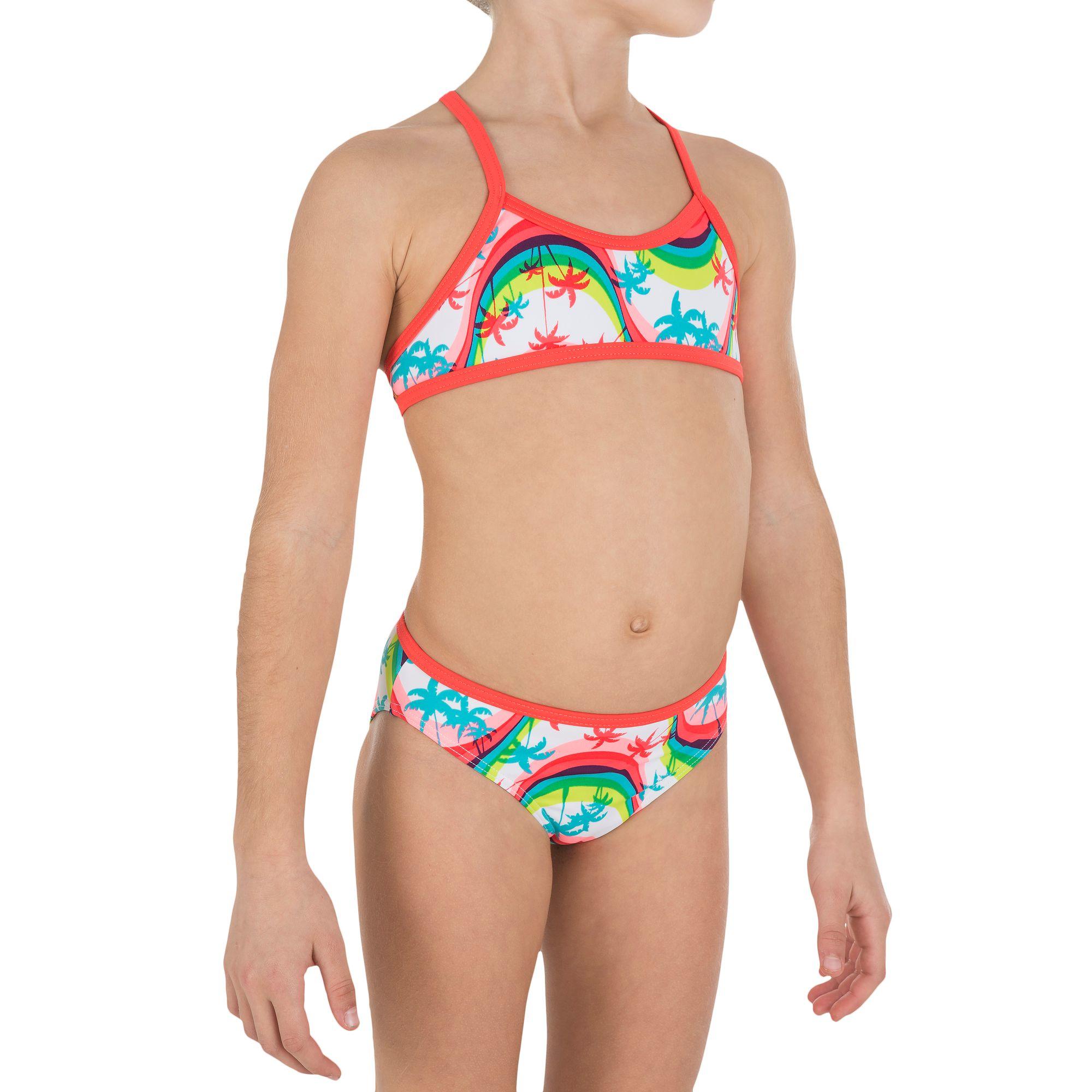 Girl's Swimsuit 2 Piece LG Crop Top Wavy Multico 1/11