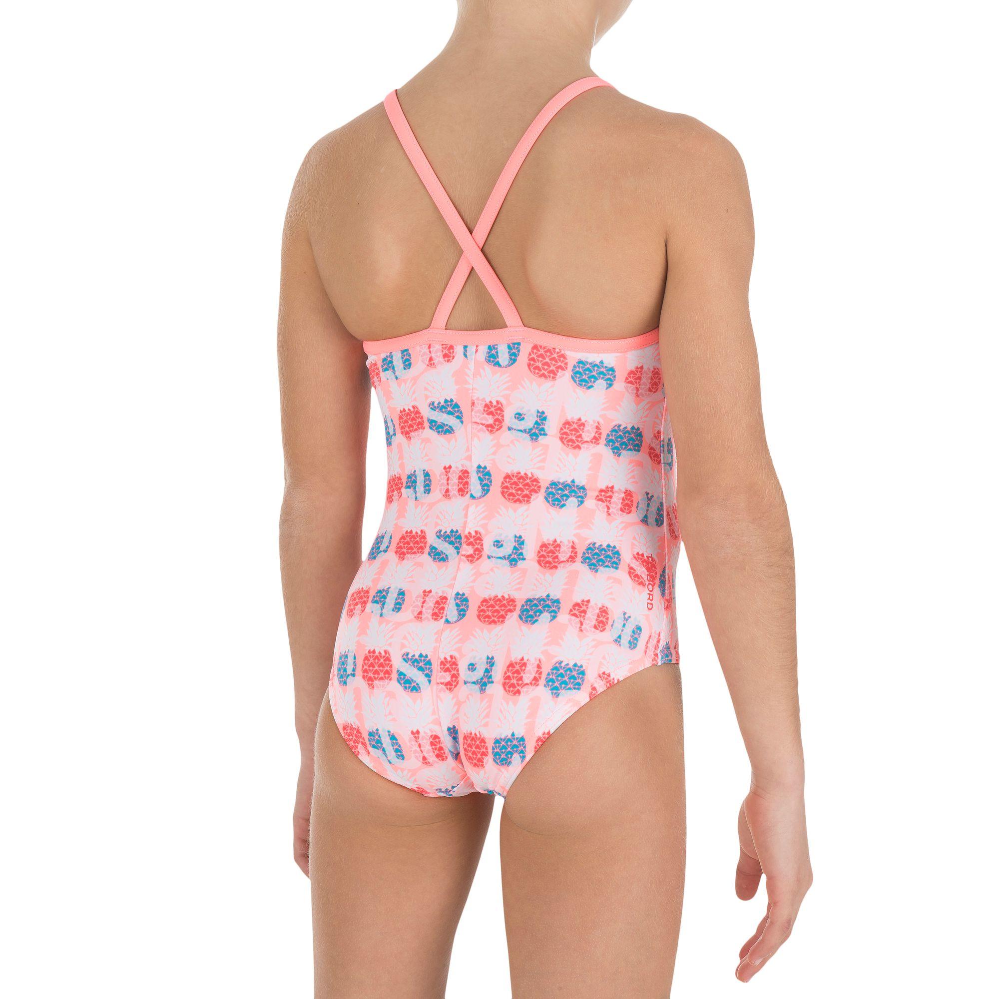 Juicy LG Girls' One-Piece Cross Back Swimsuit - Orange 4/10
