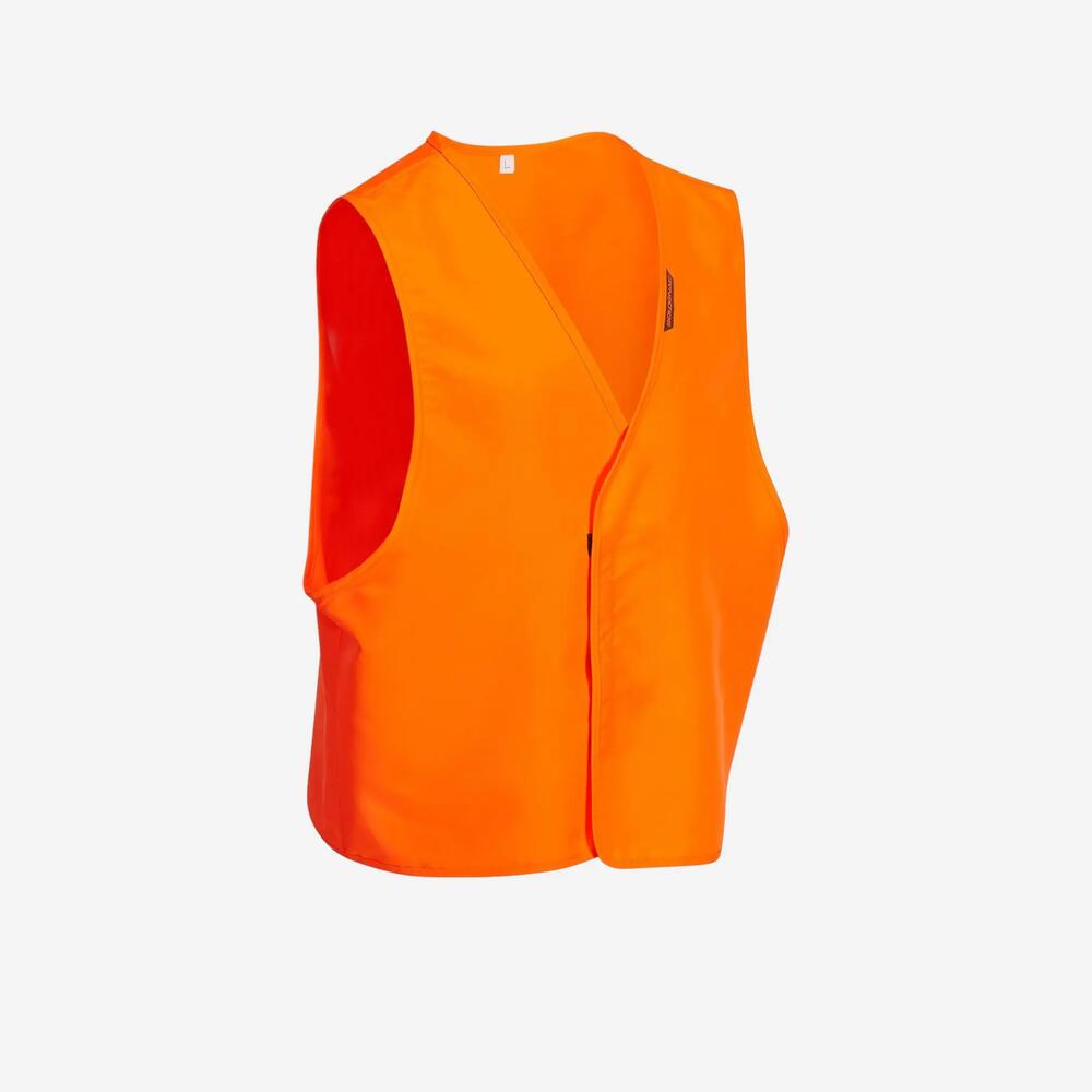Chasuble orange fluorescent compactable, léger et silencieux.