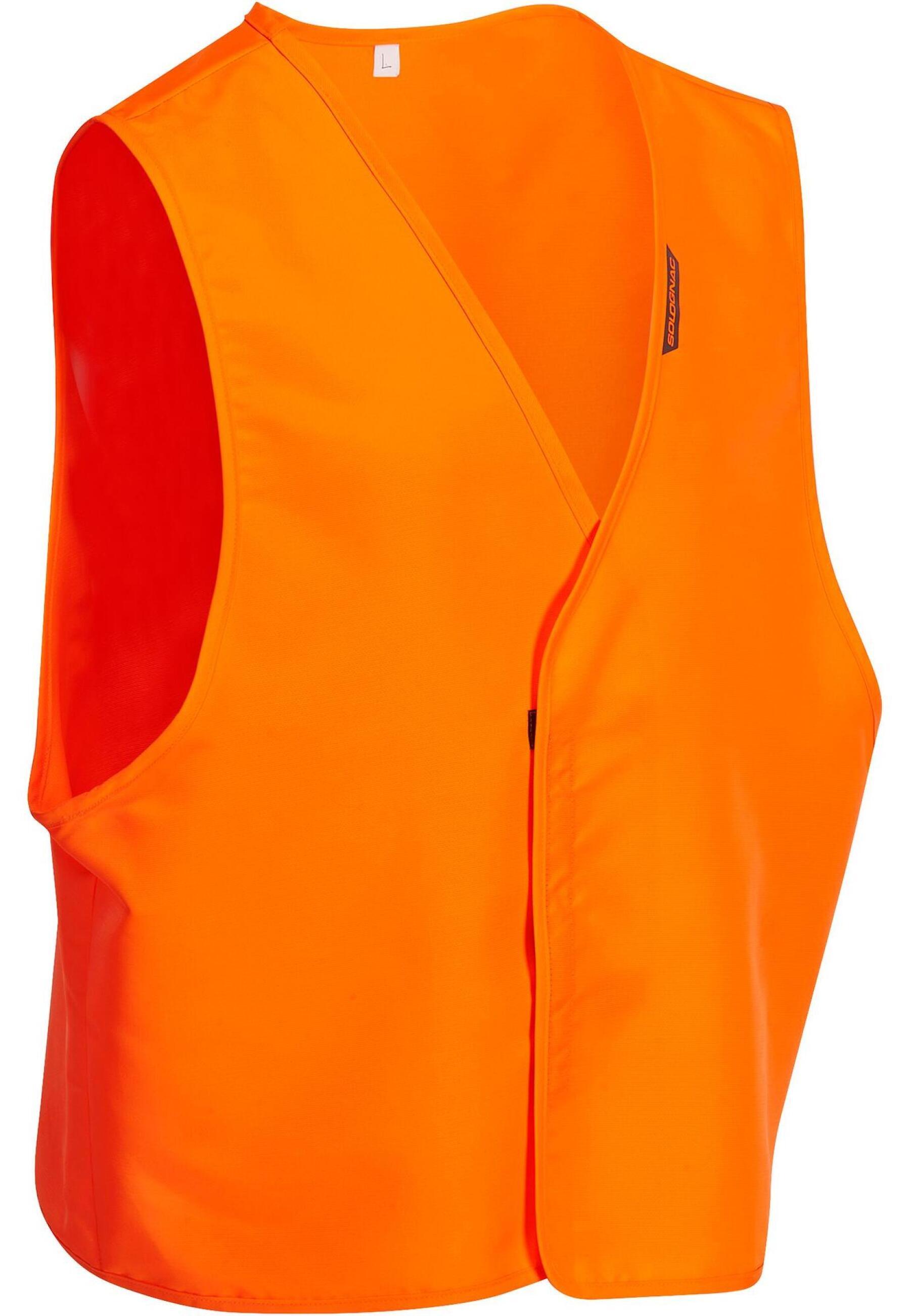 Chasuble orange fluorescent compactable, léger et silencieux.