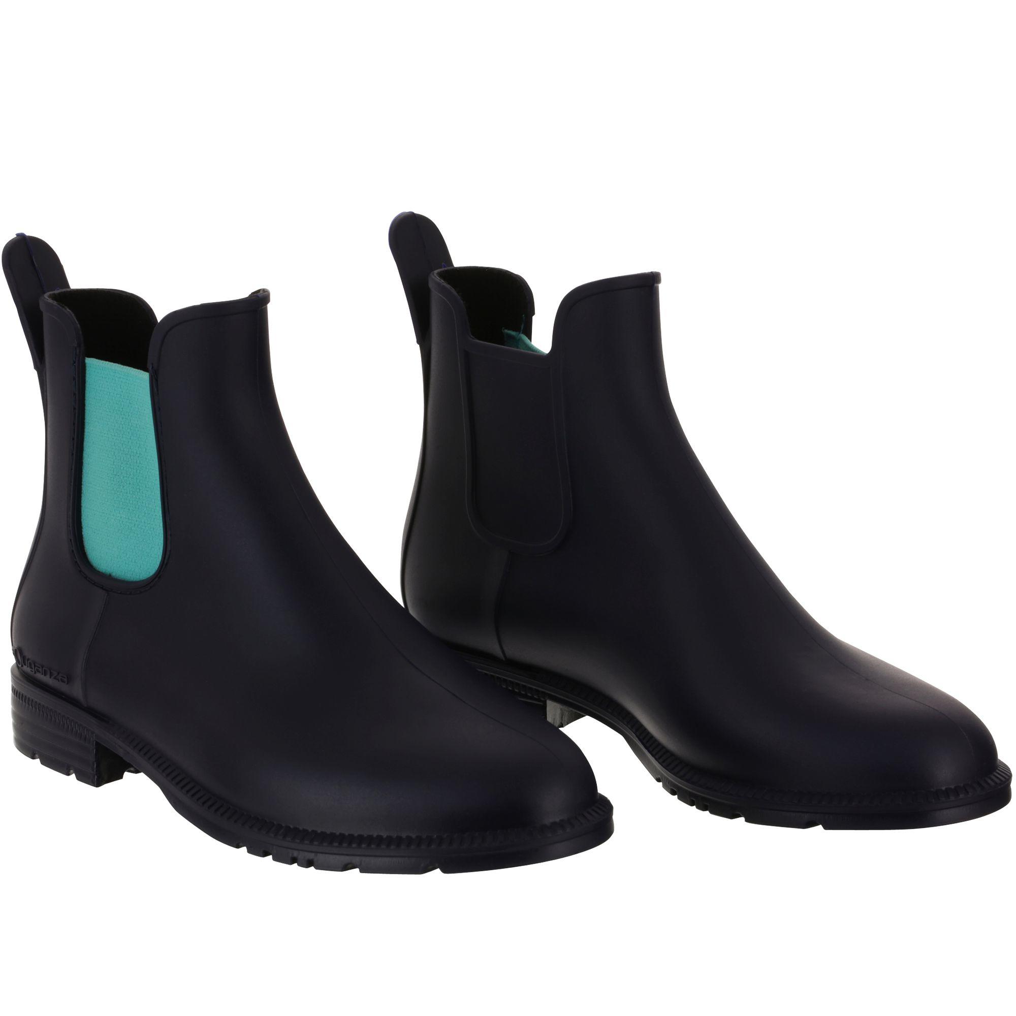 Schooling 300 Children's Horse Riding Jodhpur Boots - Navy Blue/Turquoise 9/14