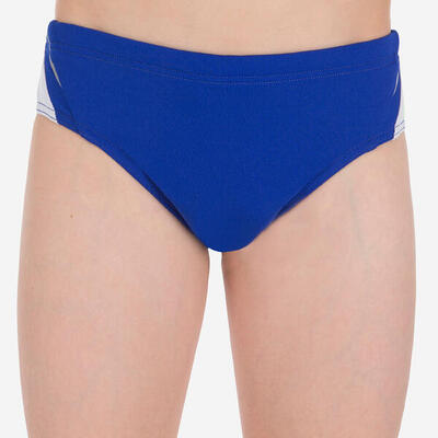 Badehose Slip Jungen - 900 Yoke blau/weiss