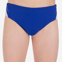MAILLOT DE BAIN NATATION GARCON SLIP 900 YOKE BLEU BLANC