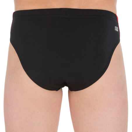 BOY'S SWIMMING BRIEFS 900 YOKE - BLACK RED