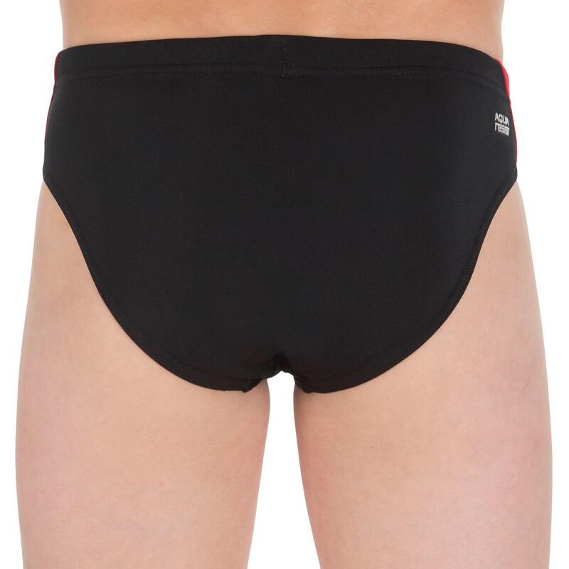 Badehose Slip Jungen - 900 Yoke schwarz/rot 