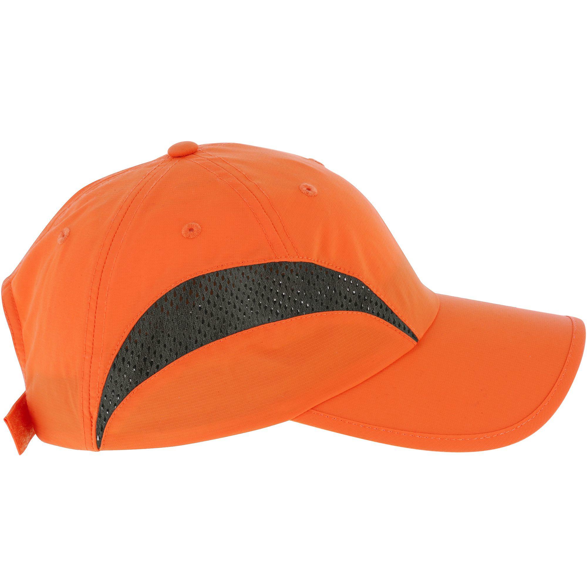Gorra Caza Solognac Light Adulto Naranja Fluo Transpirable Alta Visibilidad 5/7