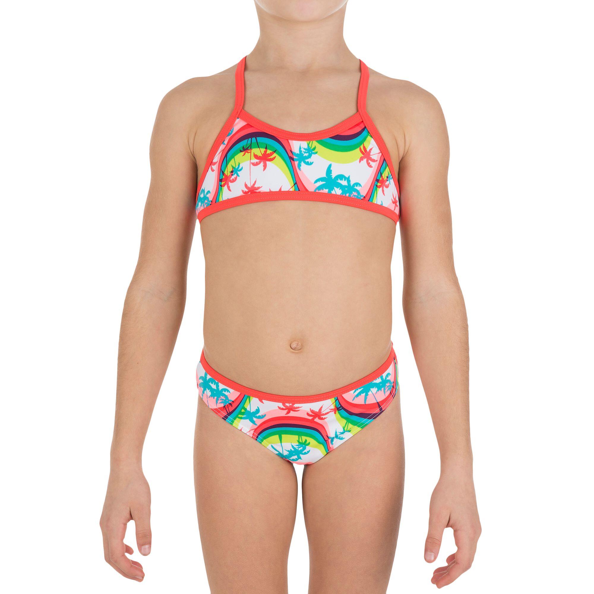 Girl's Swimsuit 2 Piece LG Crop Top Wavy Multico 3/11
