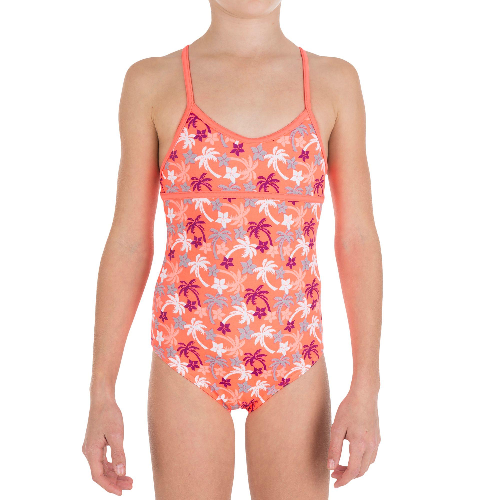 LG Coco Girls' One-Piece Cross Back Swimsuit - Orange 3/10