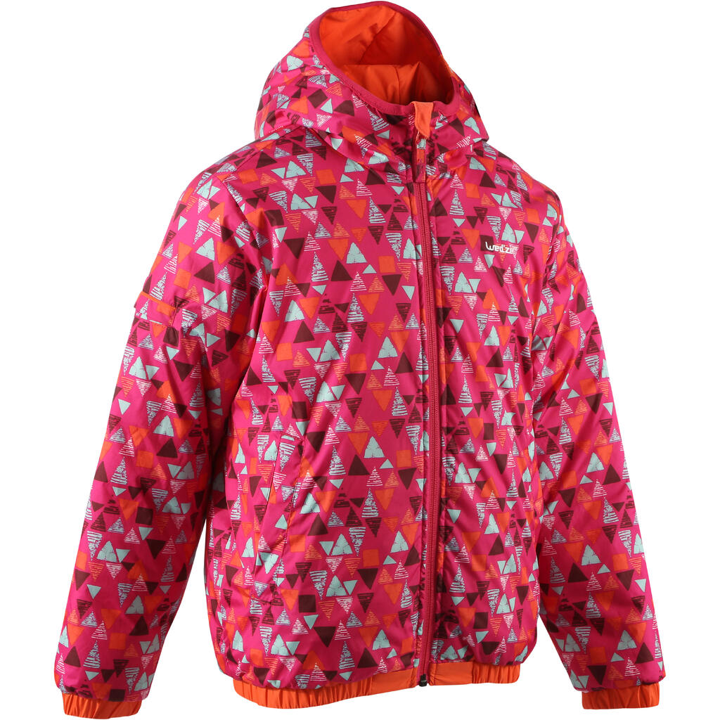 Wende-Skijacke Warm Kinder orange/gemustert orange/bedruckt
