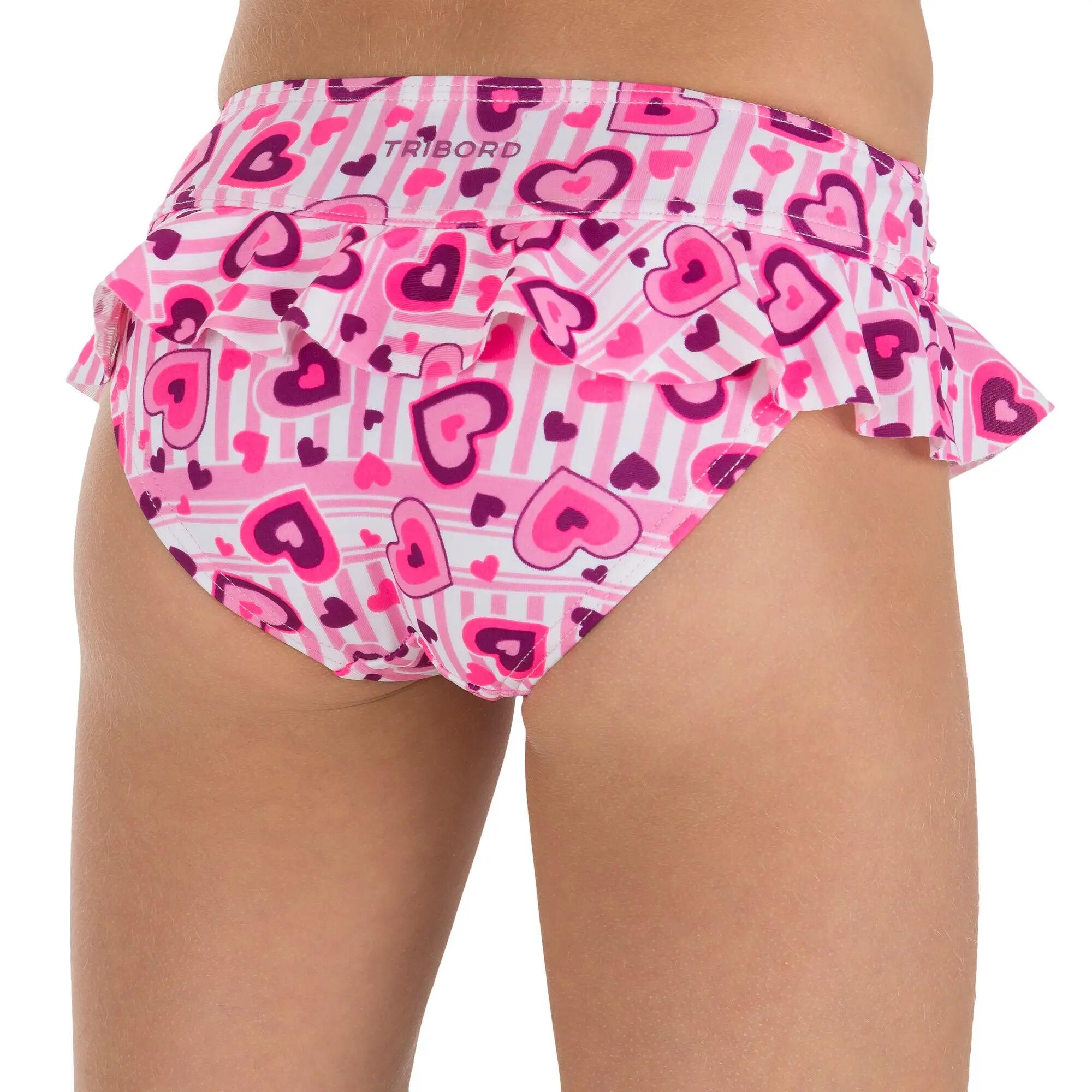 LG Sweety Girls' Two-Piece Ruffle Bandeau Swimsuit -Pink 10/12