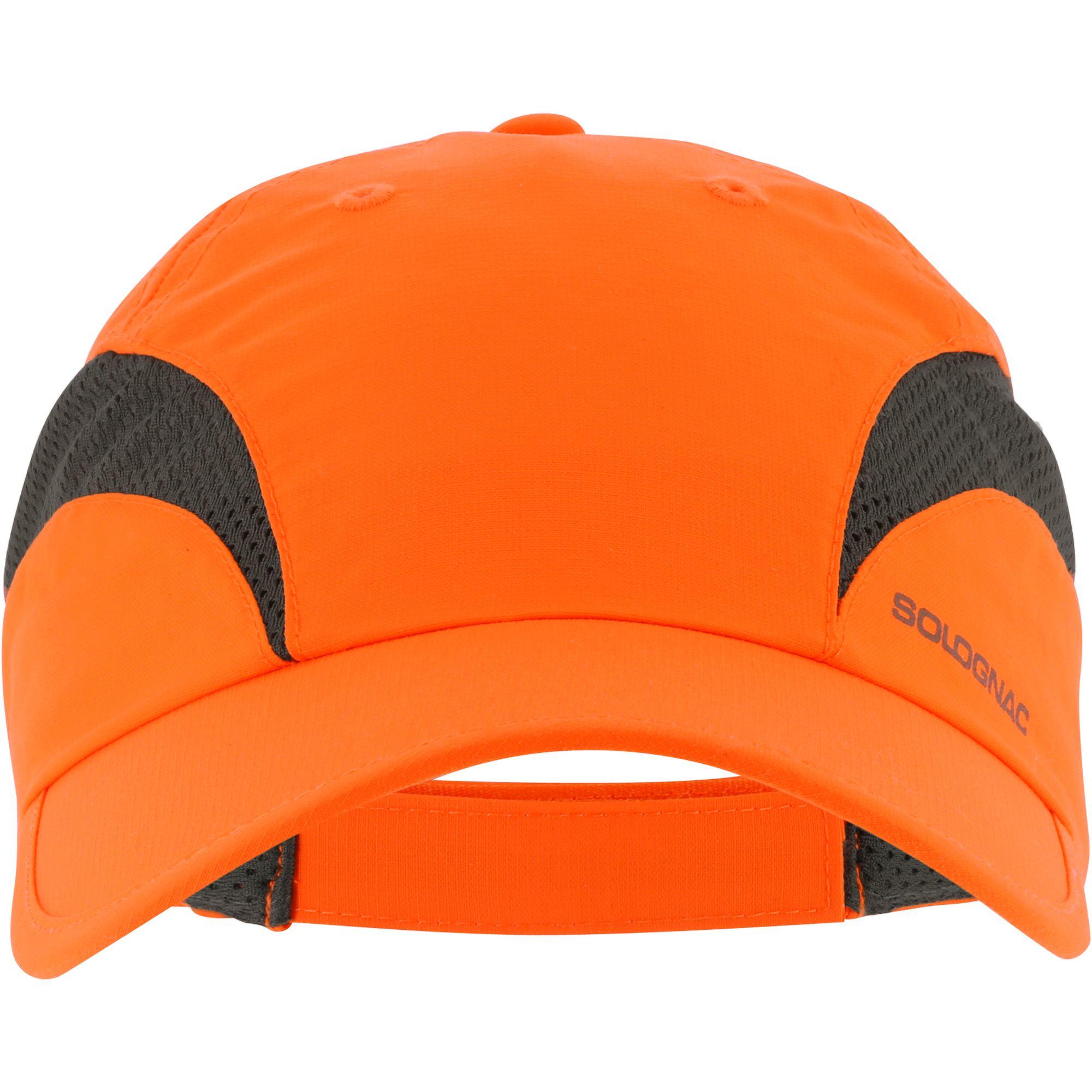 Gorra Caza Solognac Light Adulto Naranja Fluo Transpirable Alta Visibilidad 2/7