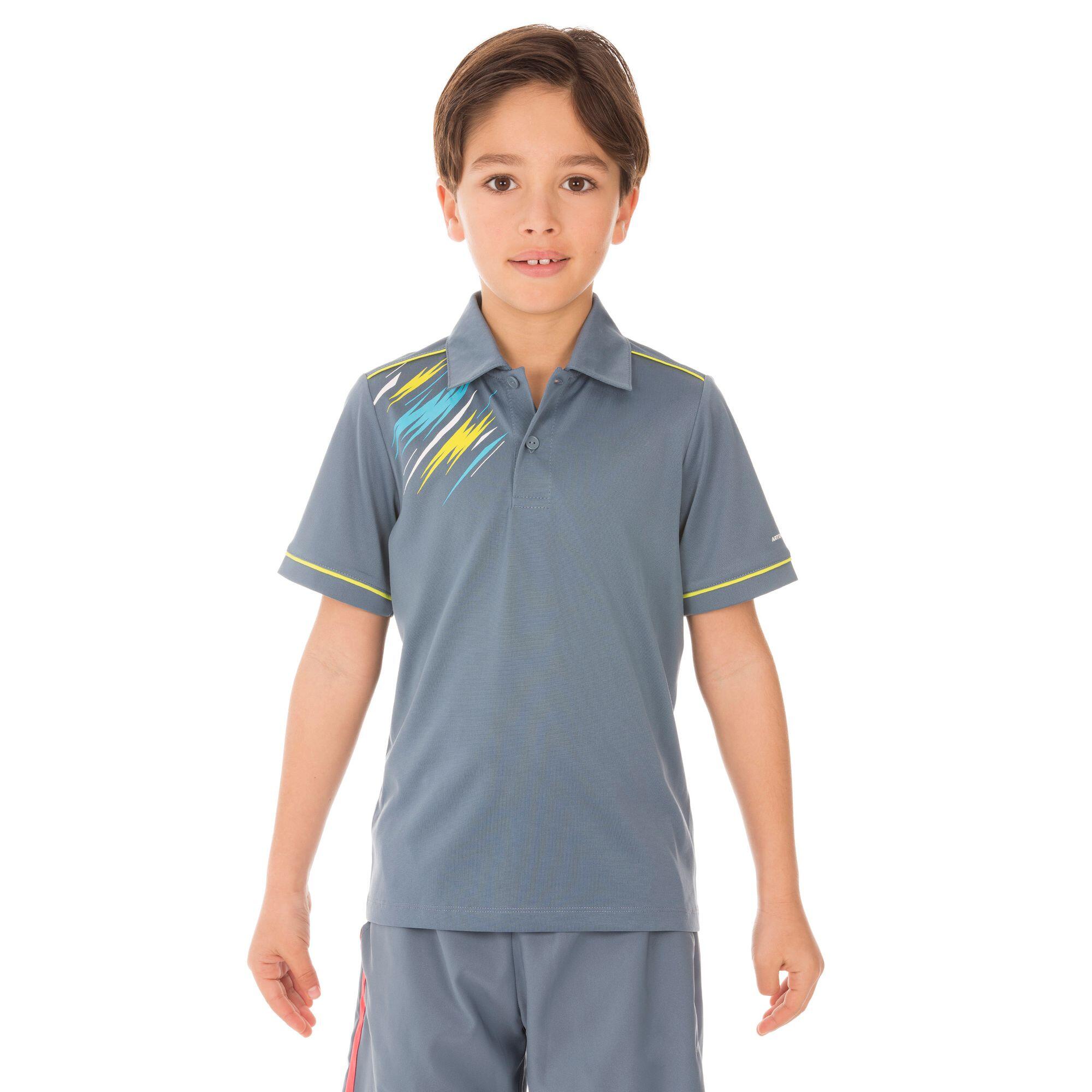Soft Junior Tennis Padel Table Tennis Badminton Squash Polo Shirt - Grey 2/5