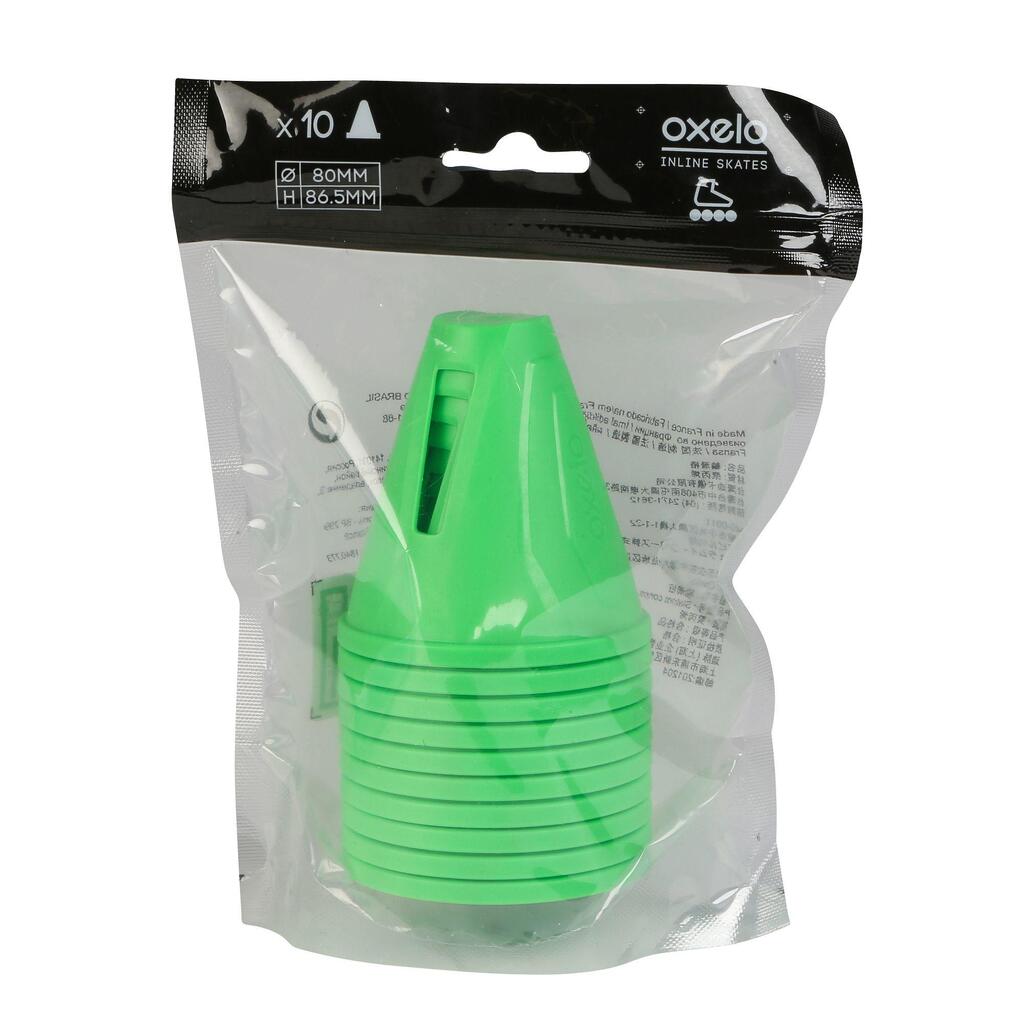 Inline Skating Slalom Cones 10-Pack - Green