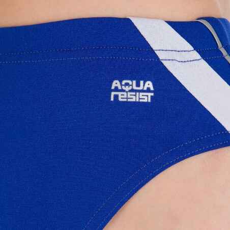 BOYS' SWIMMING BRIEFS 900 YOKE - BLUE WHITE