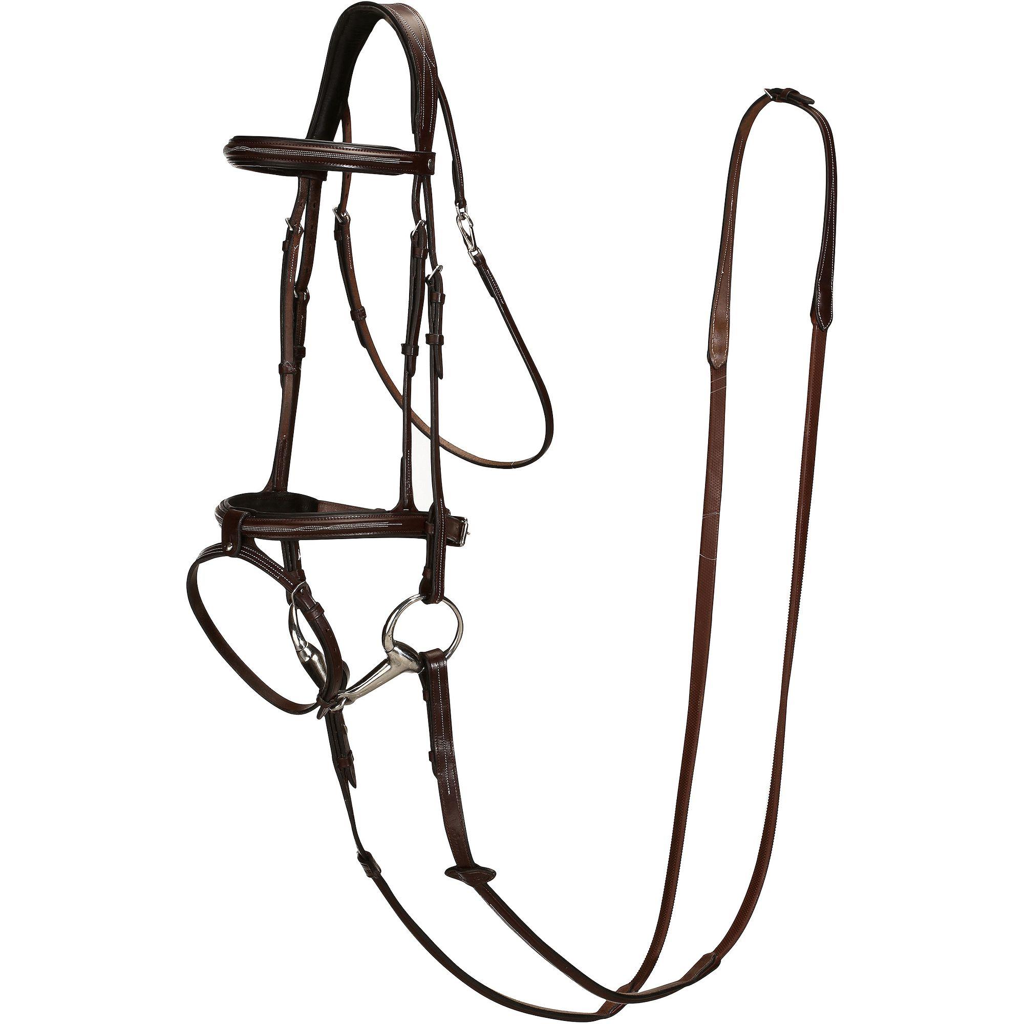 Filet + rênes équitation TINCKLE marron poney et cheval Fouganza