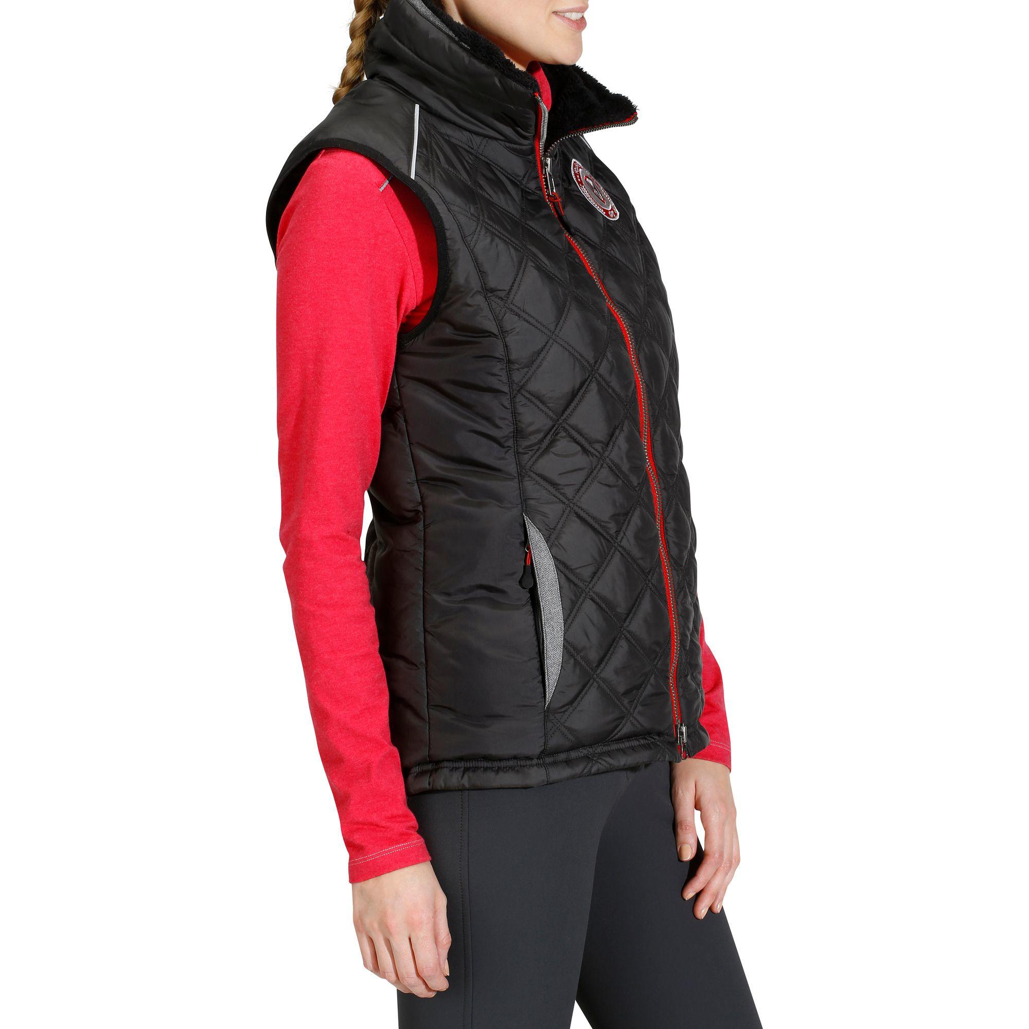 Performer Women's Horse Riding Sleeveless Padded Gilet - Black/Grey Herringbone 3/17