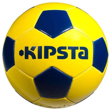 Ballon de football First Kick taille 4 (enfant de 8 à 12 ans) jaune bleu