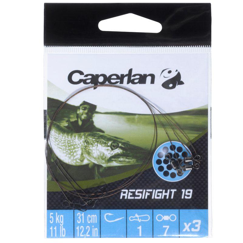 Avançon pêche carnassier RESIFIGHT 19 EMERILON+AGRAFES 11 LB x3 - CAPERLAN