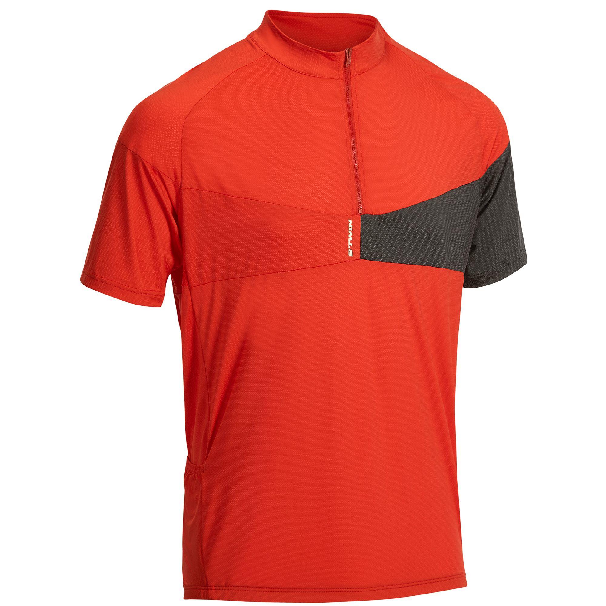 BTWIN 500 Short Sleeve Cycling Jersey -Red/Grey