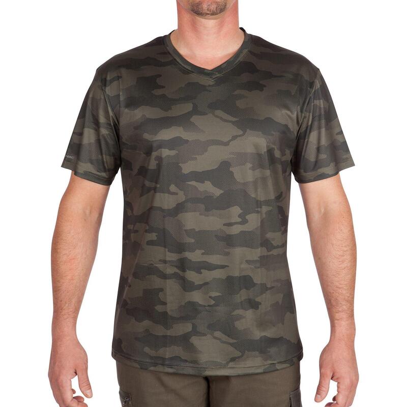 T-shirt manches courtes respirant chasse 100 camouflage kaki