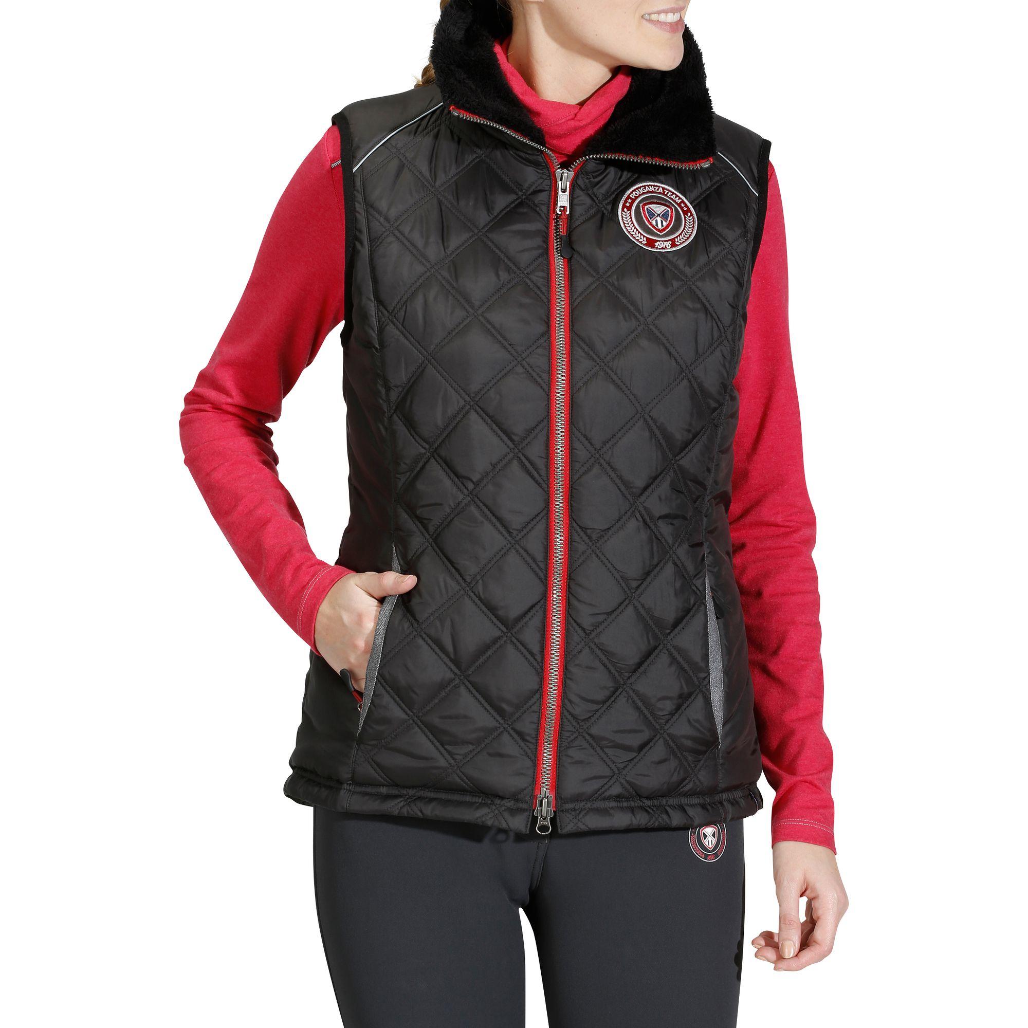 Performer Women's Horse Riding Sleeveless Padded Gilet - Black/Grey Herringbone 2/17