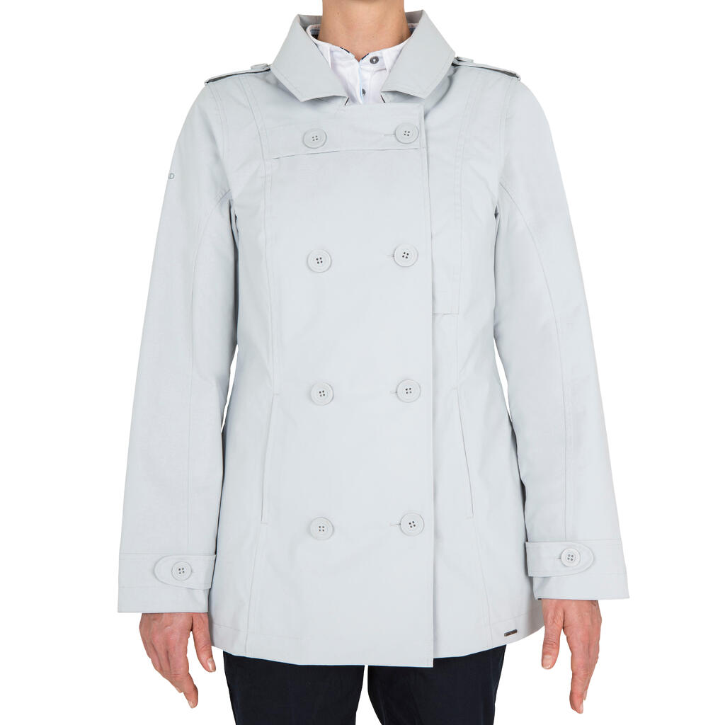 Segeljacke warm Caban Damen hellgrau