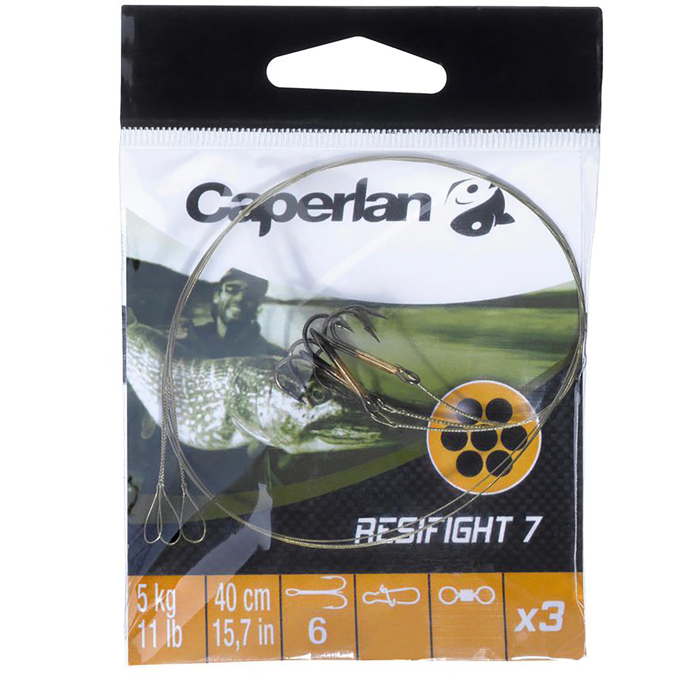 Avançon pêche carnassier RESIFIGHT 7 hameçon triple 5KG x3 - Caperlan