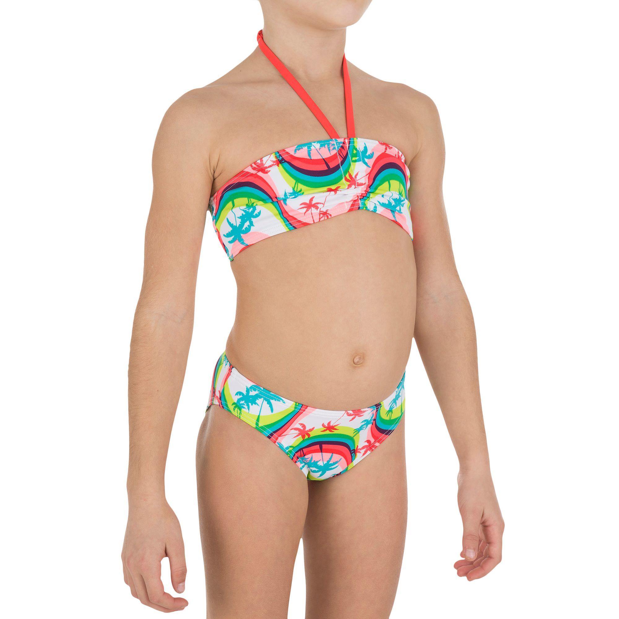 TRIBORD Girl's Swimsuit 2 Piece Bandeau AG Wavy Multico