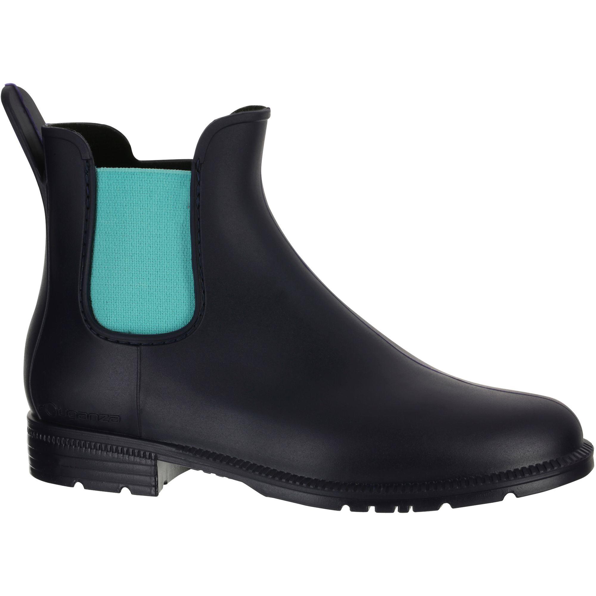 Schooling 300 Children's Horse Riding Jodhpur Boots - Navy Blue/Turquoise 1/14