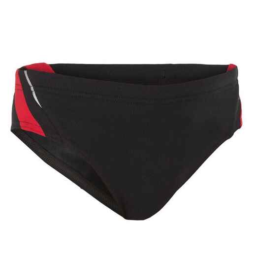 
      Badehose Slip Jungen - 900 Yoke schwarz/rot 
  