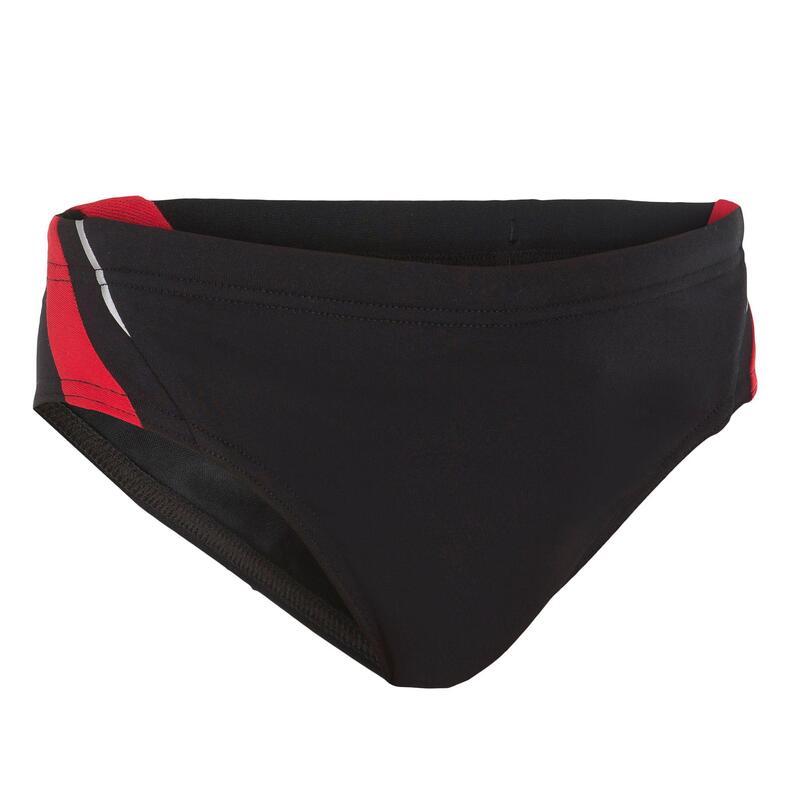 Badehose Slip Jungen - 900 Yoke schwarz/rot 