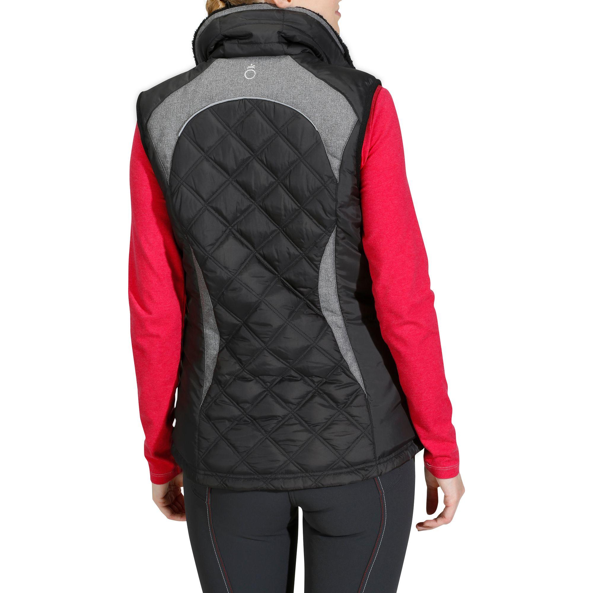 Performer Women's Horse Riding Sleeveless Padded Gilet - Black/Grey Herringbone 4/17