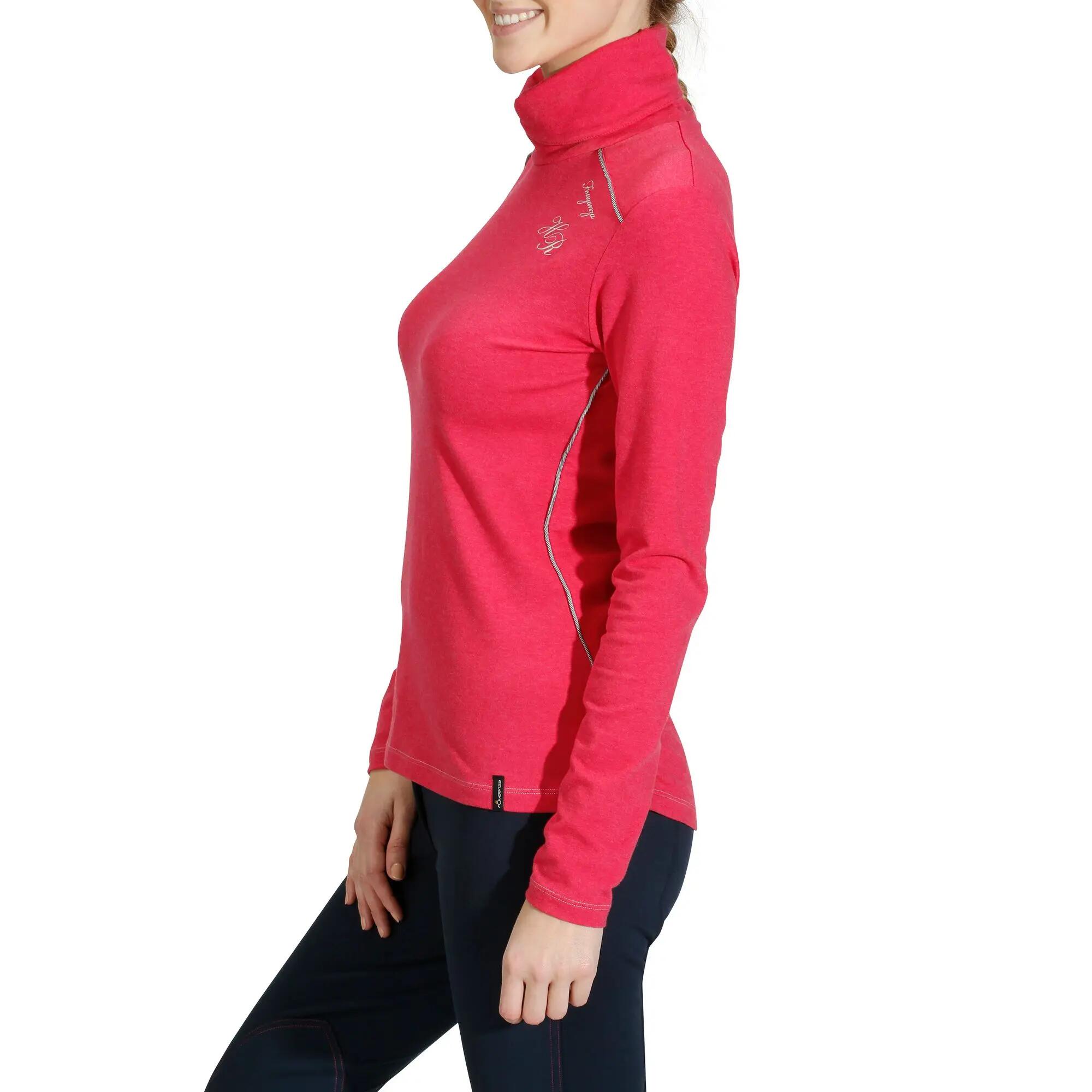 Paddock Women's Horse Riding Turtleneck - Raspberry Pink 5/12