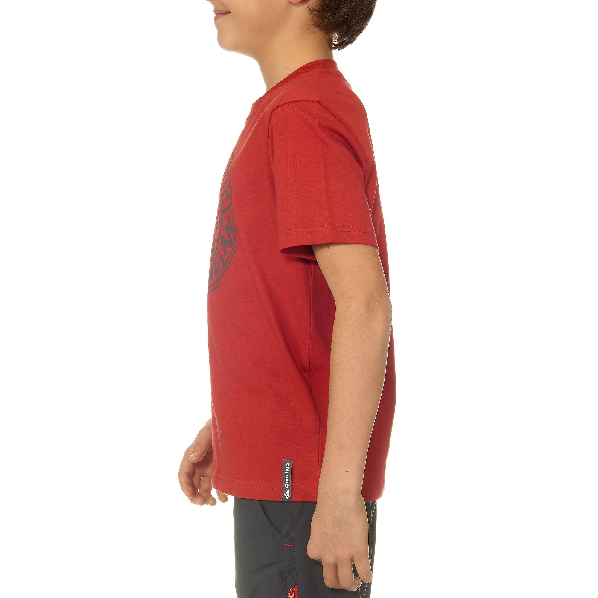 Hike 500 Boy's Hiking T-Shirt Red 5/9