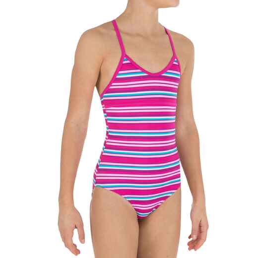 
      Maillot de bain fille 1 pièce LG BRUSH rose dos en X
  