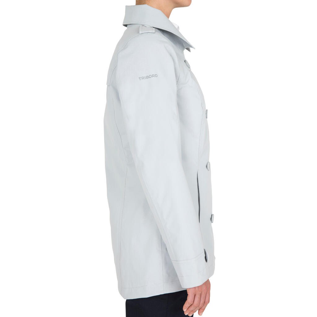Segeljacke warm Caban Damen hellgrau