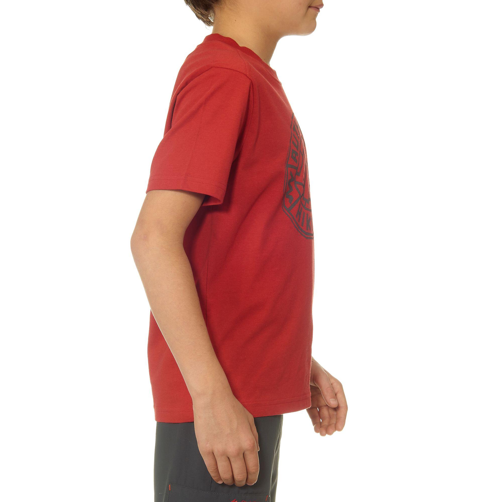 Hike 500 Boy's Hiking T-Shirt Red 3/9
