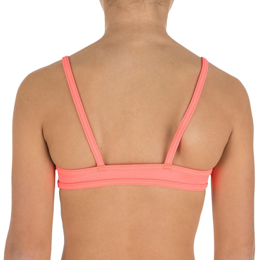 GIRLS’ two-piece SURFING swimsuit BIKINI TOP BALI 100 - PINK