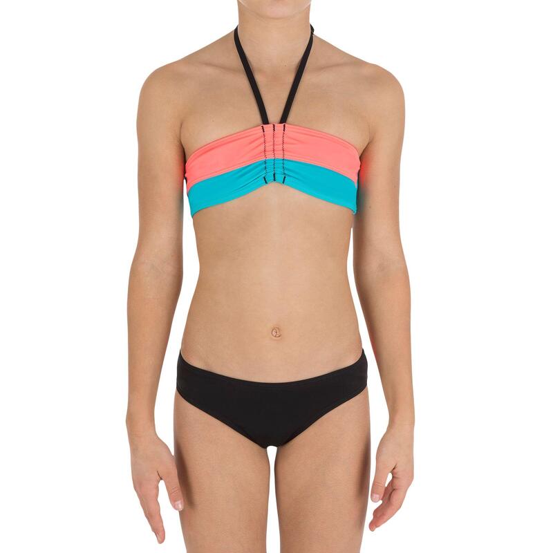 Maillot de bain 2 pièces fille bandeau COLOR BLOCK