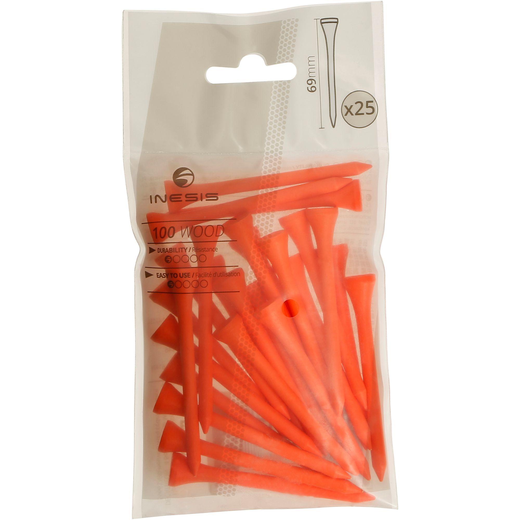 69 mm Wooden Tee x 25 - Orange 4/4