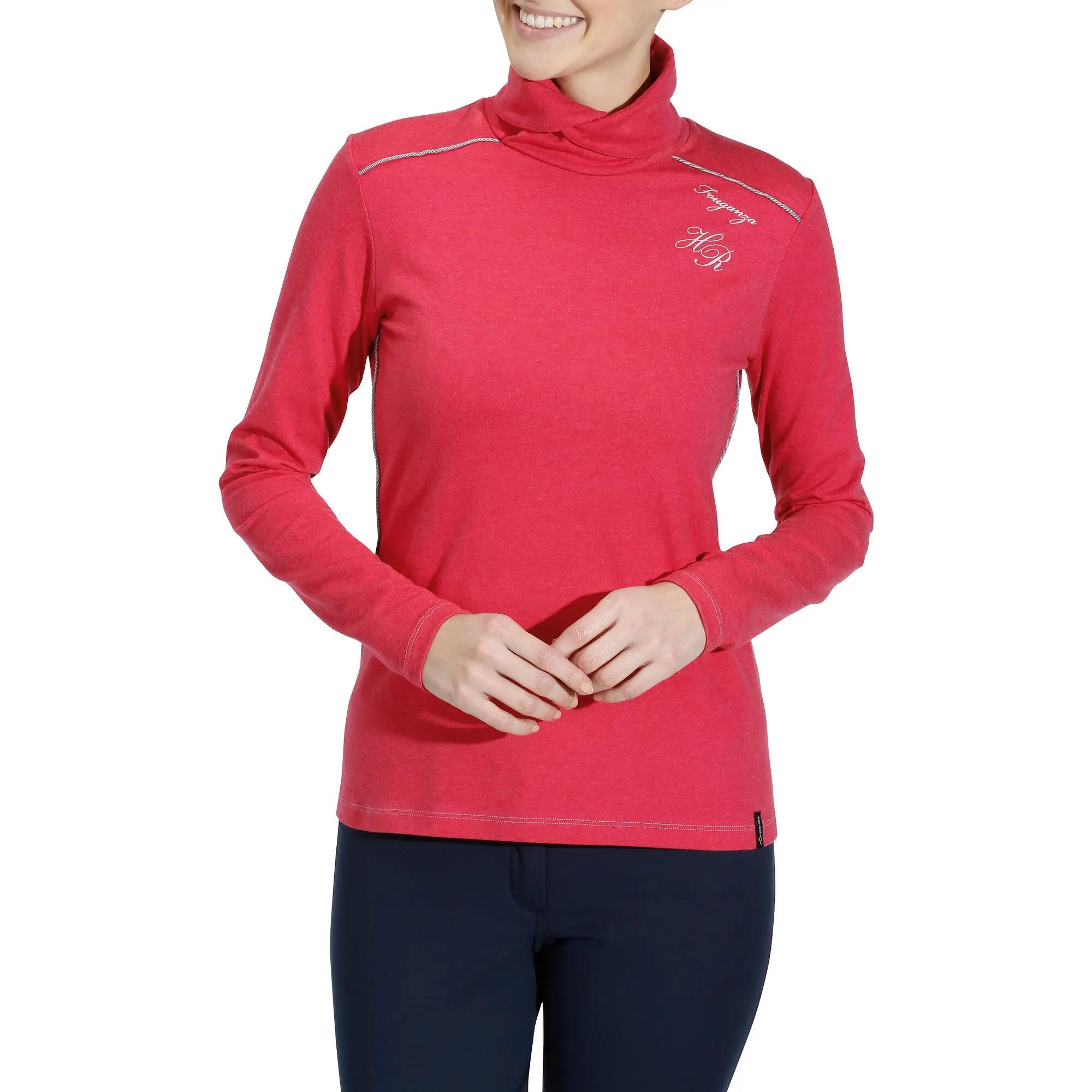 Paddock Women's Horse Riding Turtleneck - Raspberry Pink 2/12