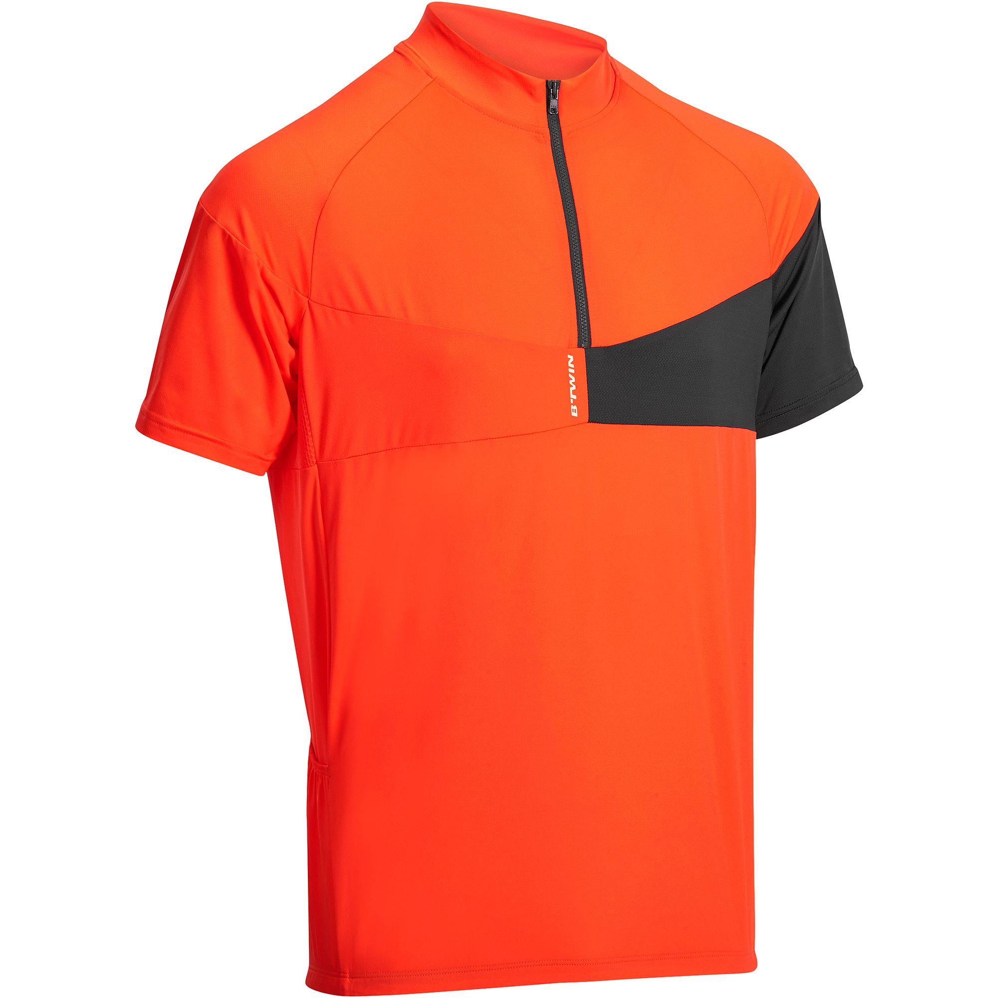BTWIN 500 Short-Sleeved Cycling Jersey - Orange/Grey