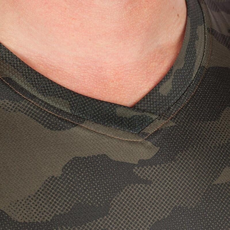 Ademend jachtshirt met korte mouwen 100 camouflage kaki